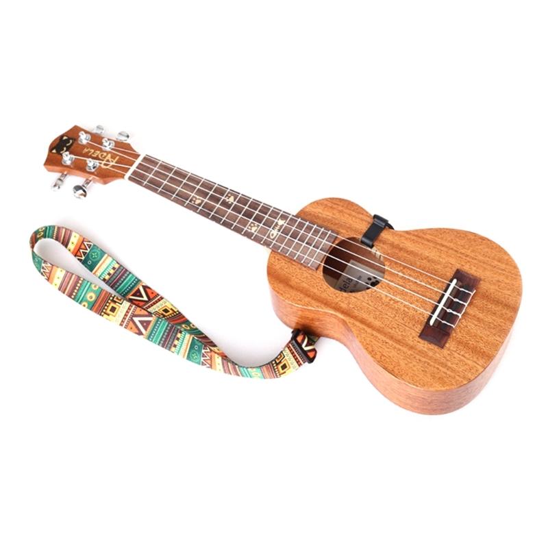 Adjustable Ukulele Strap Ethnic Style Ukulele Shoulder Strap with J Hook Clip On Ukulele Strap Musical Instruments Parts