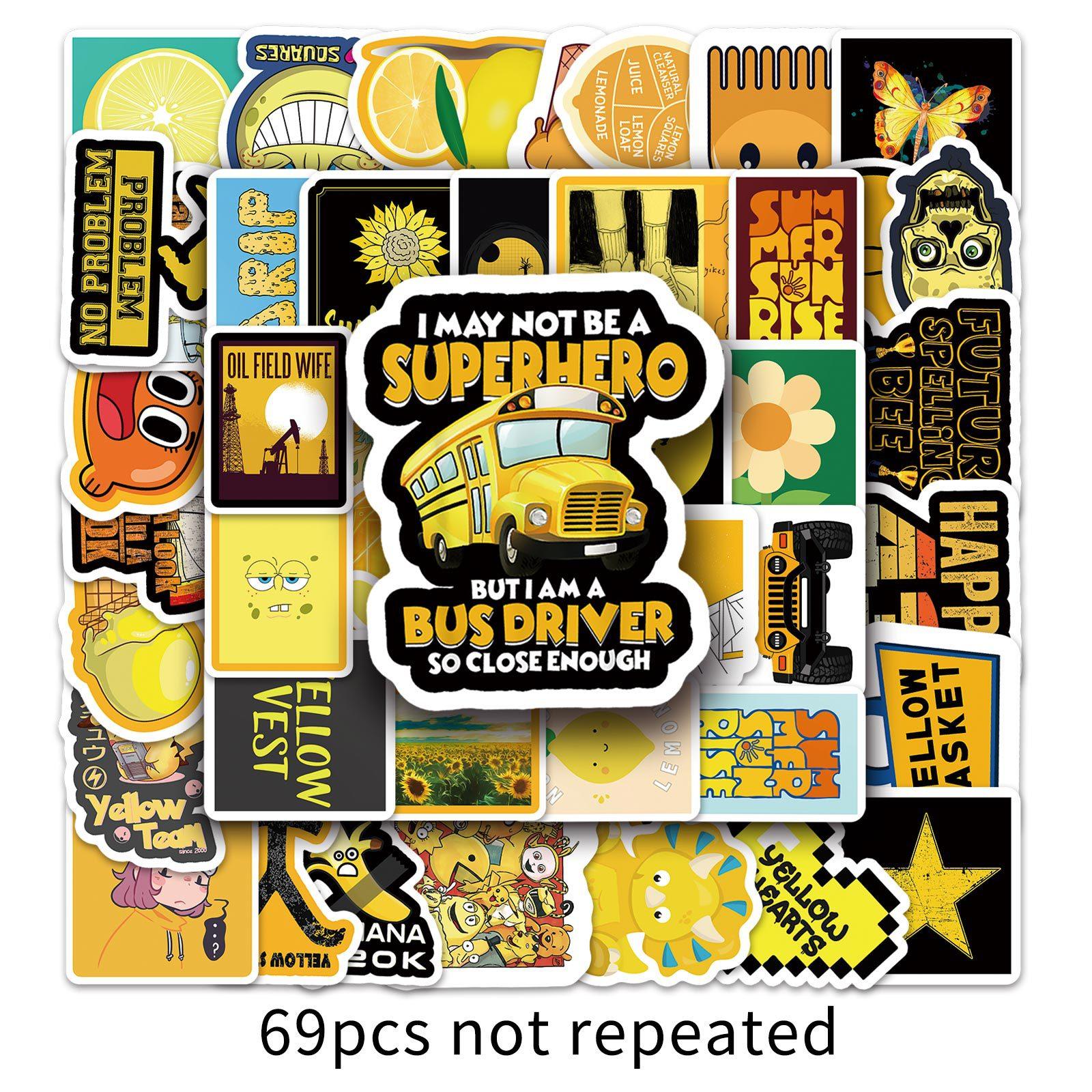 

69 Yellow Series Small Fresh Cartoon Personalized Suitcase Suitcase Car Doodle Waterproof Decorative Stickers