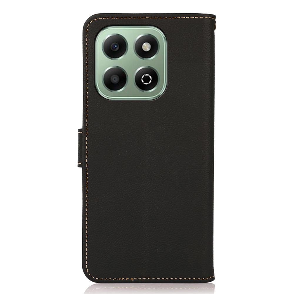 KHAZNEH For Honor X6b 4G Case Genuine Cow Leather RFID Blocking Wallet Phone Cover