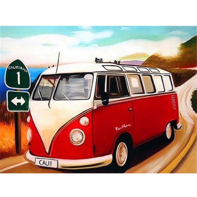 Vollständiges 5D-Diamantgemälde zum Selbermachen, quadratisch/rund, „Klassischer Oldtimer“, Diamant-Stickerei, Kreuzstich, Geschenk, Heimdekoration, Geschenk