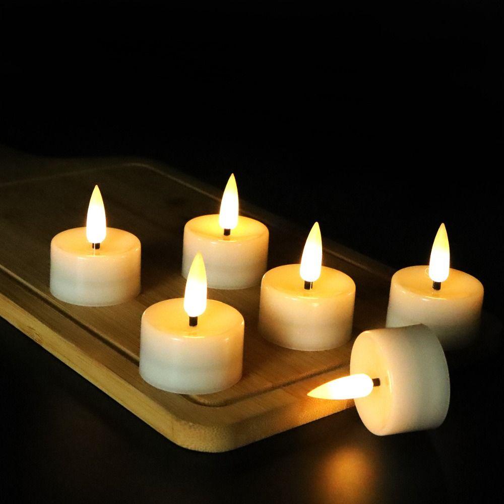 12 Pcs Battery Powered LED Candles Flickering Flameless Ambient Candle Lights Environmental Friendly Round LED Wedding Candles