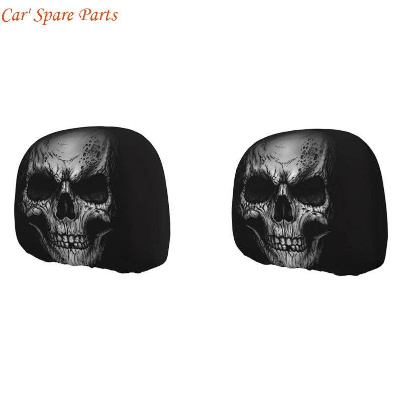 Y4UA Easy Installation Halloween Skull Pattern Headrest Cover Breathable