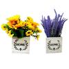 Artificial Flower In Wood Planter Flower Arrangement Small Potted Flower Plant Decoration for Patio Windowsills Garden