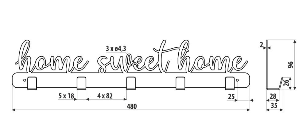 WS15 hanger, home sweet home 2, black structured