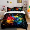 Colorful Paint Splash Artwork Bedding Set For Kids Luxury Gift 3Pcs Digital Print Comforter Set Soft Comfortable Breathable