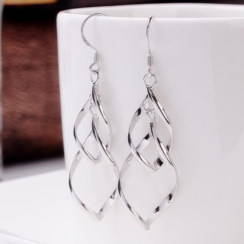 Leaf Fashion Double Twist Long Tassel Earrings