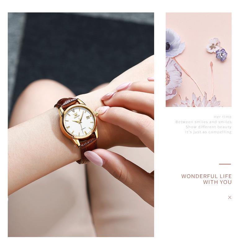 Women's Classic Waterproof Leather Strap Mechanical Watch