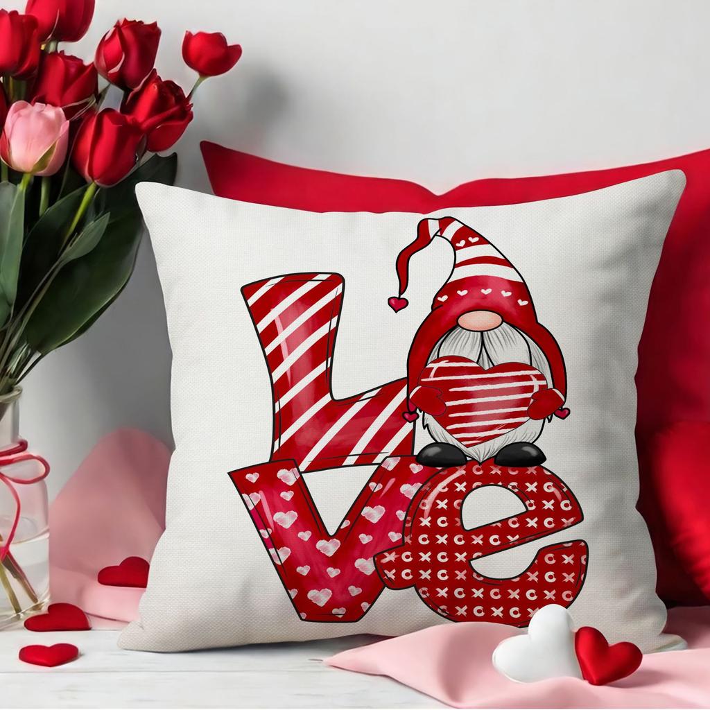 New Valentine's Day Red Love Pillow Case Sofa Pillow Letter Love Plaid