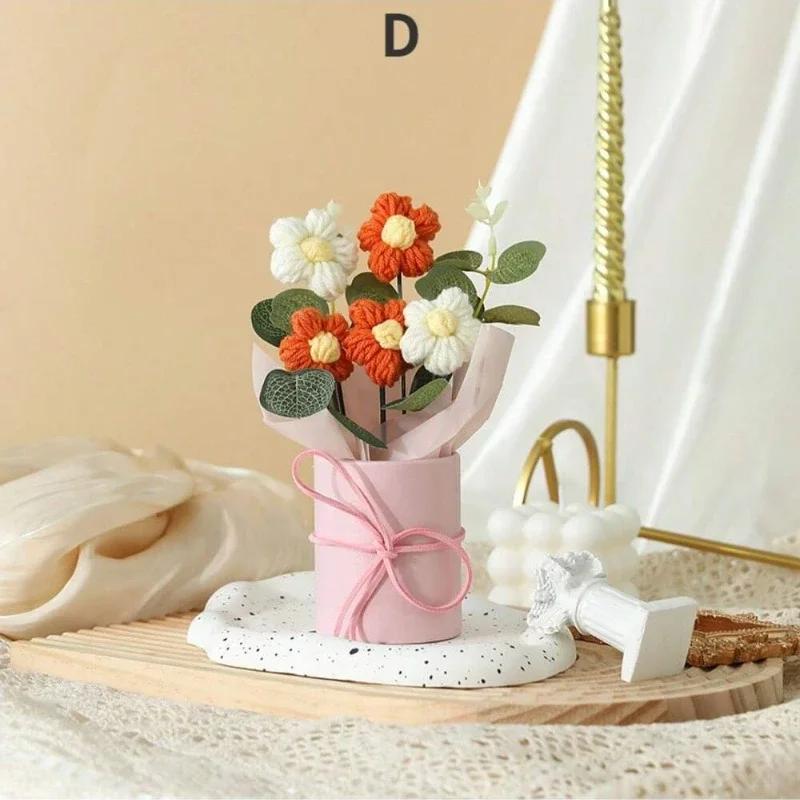 

Exquisite Handmade Crocheted Pink Daisy Bouquet Braided Floral Arrangement Perfect Gift for Mother s Day Decor Home Decoration