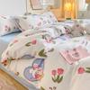 Small Fresh Mattress Quilt Cover Class A Maternal And Infant Grade Cartoon Dormitory Bed Sheet Three-Piece Set Super Soft Washed Cotton 4Pcs Set