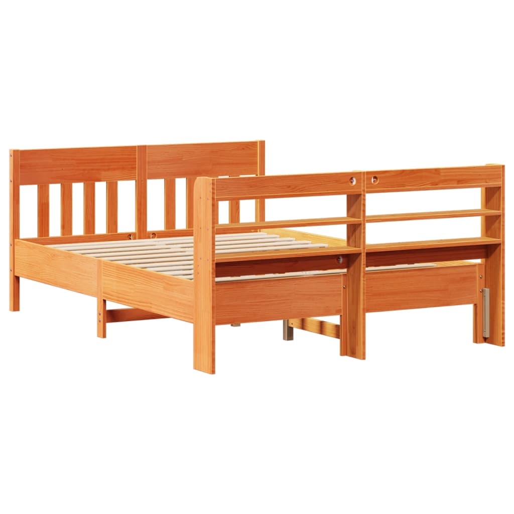 Vidaxl Bed Frame Without Mattress, Waxed Brown, 160X200 Cm, Solid Pine