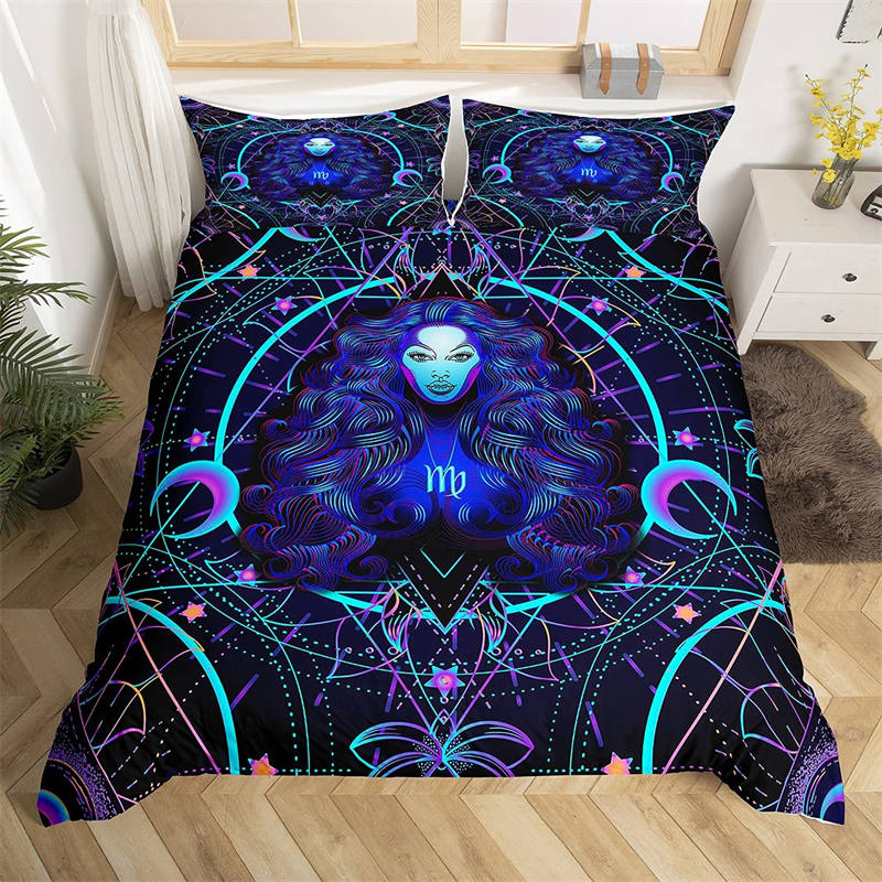 Pisces Bedding Set Mystery 12 Constellations Duvet Cover Set For Kids Teens Adults Boho Fish Print Comforter Cover Bedroom Decor