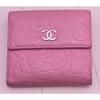 Used CHANEL Camellia Bi-fold Wallet Pink