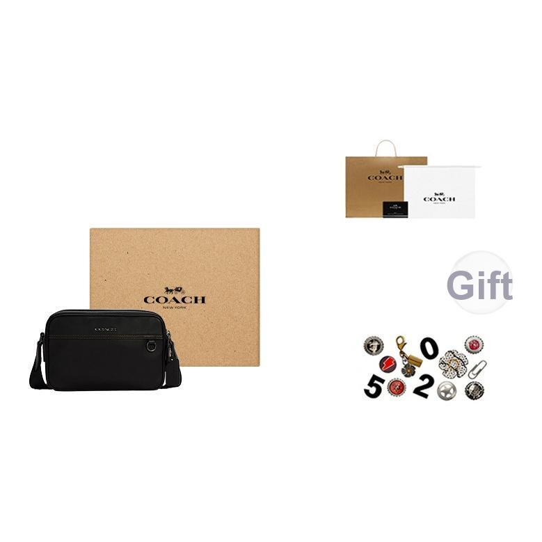 Coach Graham 23 Letter Logo Smooth Leather Messenger Bag Men Bags Black C4148-QBBK
