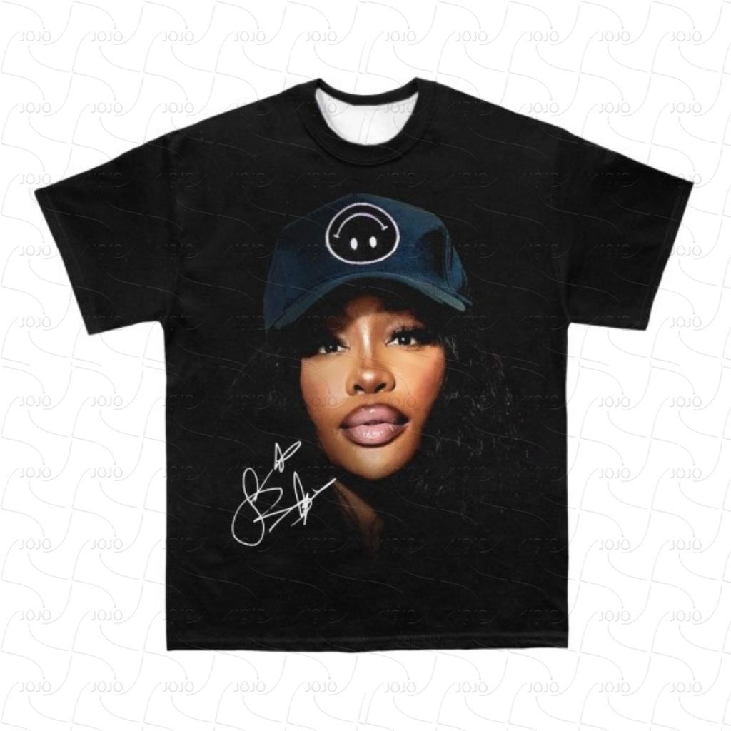 Rapper SZA  Retro Graphic T-Shirt Men's Hip Hop Clothing Y2k Unisex Fashion Oversize Ghetto Star Gangster Top Gift for Fan