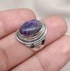 Natural Charoite 925 Sterling Silver Ring: Handmade Boho Gemstone Jewelry