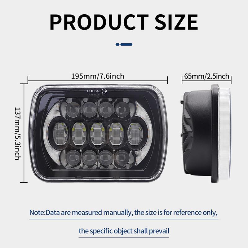 7x6'' 5X7 Inch Led Headlight Square Hi-Lo Beam Halo For Jeep Cherokee XJ Wrangler YJ Motorcycle Car Off-road Truck H6054 H5054