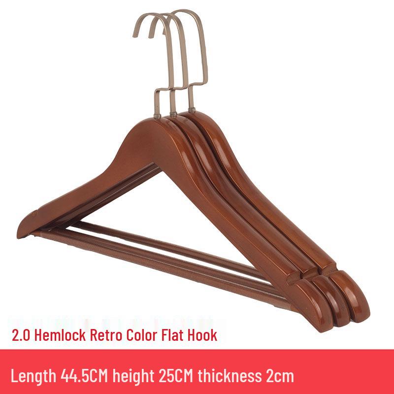 Five-Star Hotel Solid Wood Wide-Shoulder Non-Slip Hangers with Anti-Slip Clips