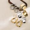 Vintage Metal Smooth Oval Irregular Stud Earrings for Women Fashion Gold Color Hollow Geometric Chic Earrings Design Jewelry