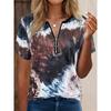 Summer Women's Short Sleeve Zipper T-Shirt