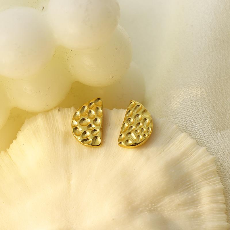 Personalized Bump Irregular Cheese Shape Earrings Women'S Niche Simple Versatile Temperament Personalized Stud Earrings