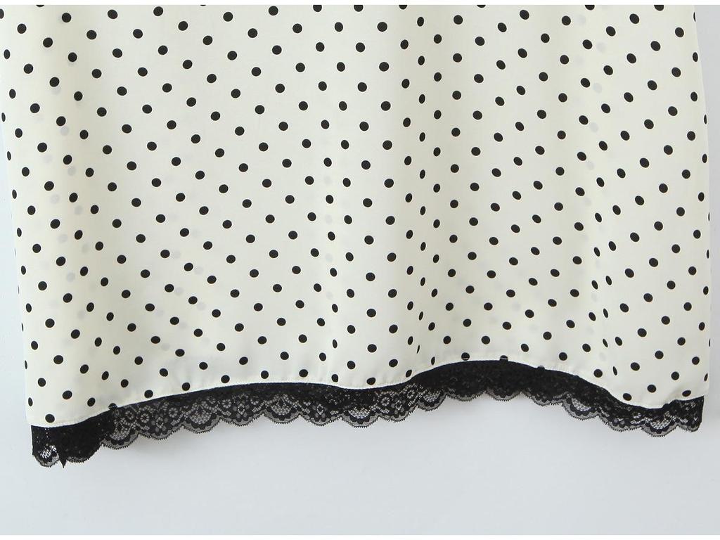 Spring 2026 European & American Style Women's Polka Dot Lace Camisole Dress
