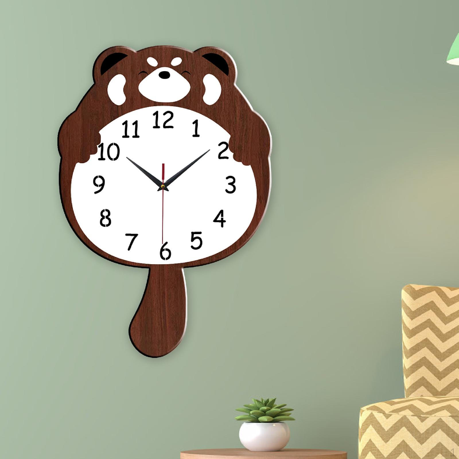 

Wall Clock Hanging Fashion Cartoon Housewarming Gift Sturdy with Swing Tail Home Decoration 40cm