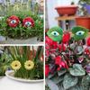 6pcs Art Deco Resin Monster Garden Stakes, Outdoor Lawn Decorations, Plant Theme Yard Art Statues for Halloween Decoration