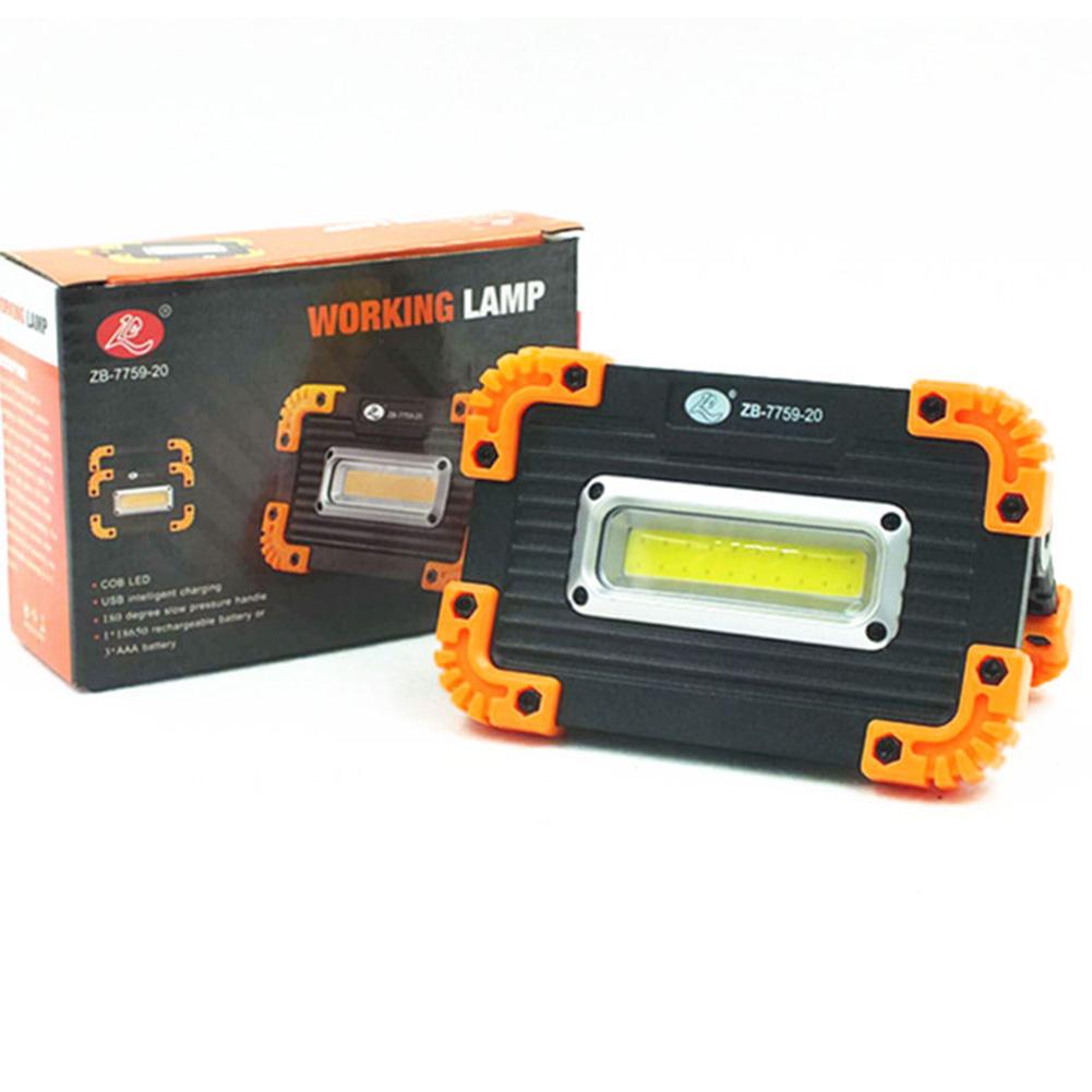 Battery Lamp COB Camping Lamp with 18650 Battery Plastic Portable Flashlight with USB Charging Dimmable Outdoor Camping Light