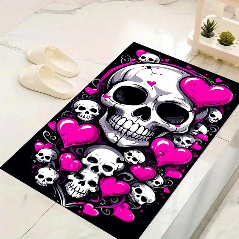 

1pc Heart and skull Design Area Rug - Soft, Anti-Slip, and Durable Gaming Room Decor for Bedroom 60cm by 90cm