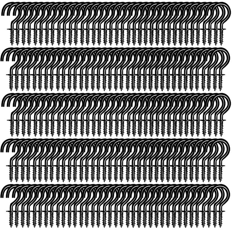 

50/500 шт., винтовые крючки, потолочные крючки, многофункциональные, прочные, настенные, пластиковые, для крепления на стену, вкручивающиеся, держатели для растений 50PCS чёрный