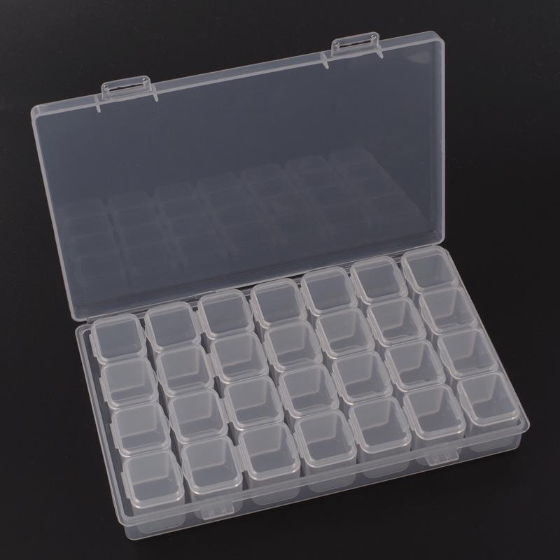 28-Compartment Plastic Box for Nail Art and Jewelry Storage