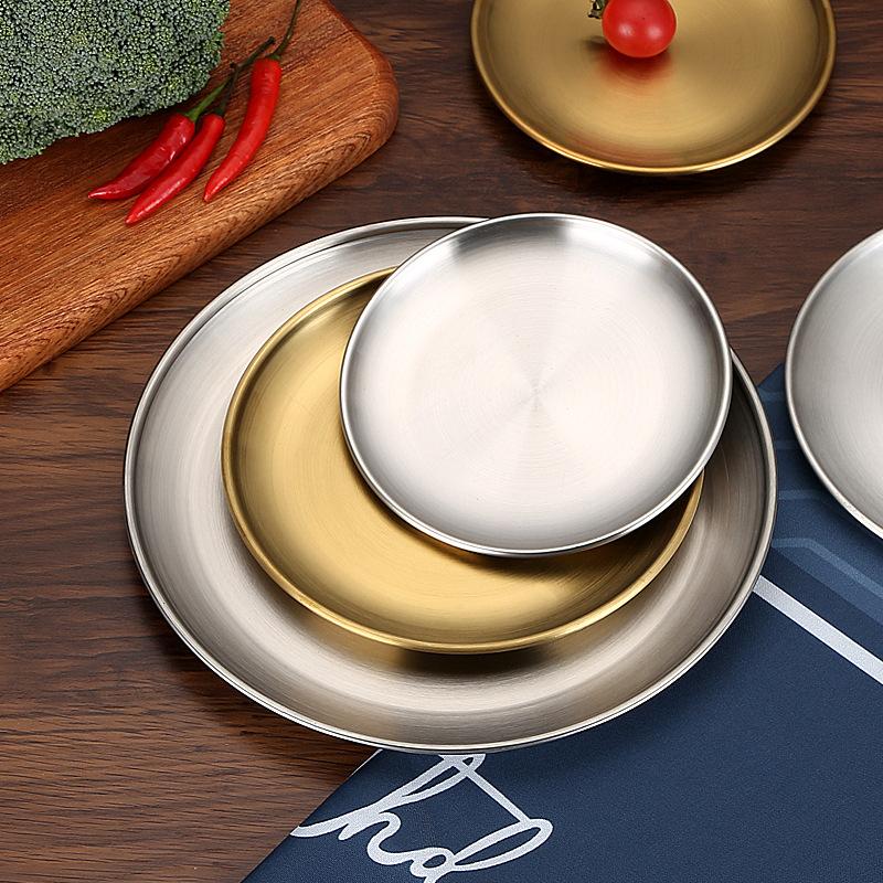Stainless Style Dinner Plates Gold Serving Plate Restaurant Fish BBQ Skewers Seafood Sushi Plate Large Flat Storage Tray