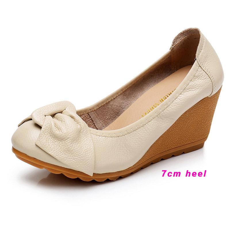 

Туфли из коровьей кожи на танкетке, женские туфли-лодочки на платформе и высоком каблуке с открытой пяткой, удобные противоскользящие мягкие туфли для вечеринки, свадьбы 40 бежевый