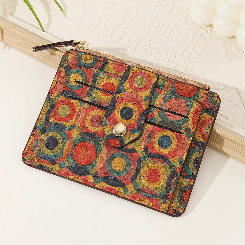 Retro Exquisite Multi-card Card Bag Portuguese Cork Ultra-thin and Ultra-light Zipper Small Wallet Change Bag