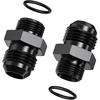 2Pcs 6AN Male To M16 X 1.5mm Male Swivel Flare Metric Fitting Adapter, Black Straight Hard Aluminum Hex Anodized Connector, Automotive Accessories