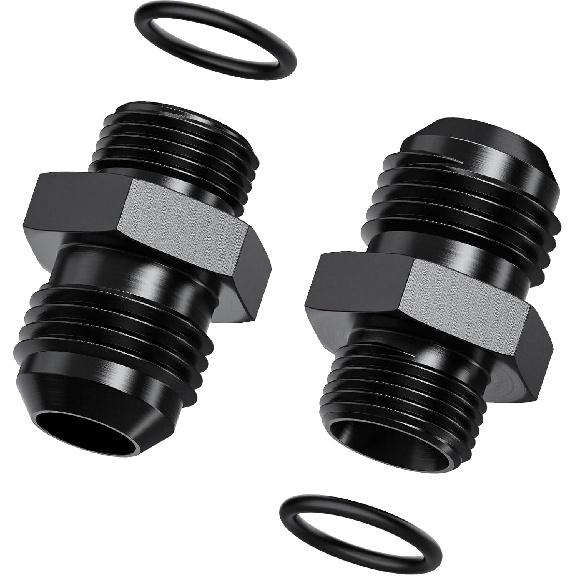 2Pcs 6AN Male To M16 X 1.5mm Male Swivel Flare Metric Fitting Adapter, Black Straight Hard Aluminum Hex Anodized Connector, Automotive Accessories
