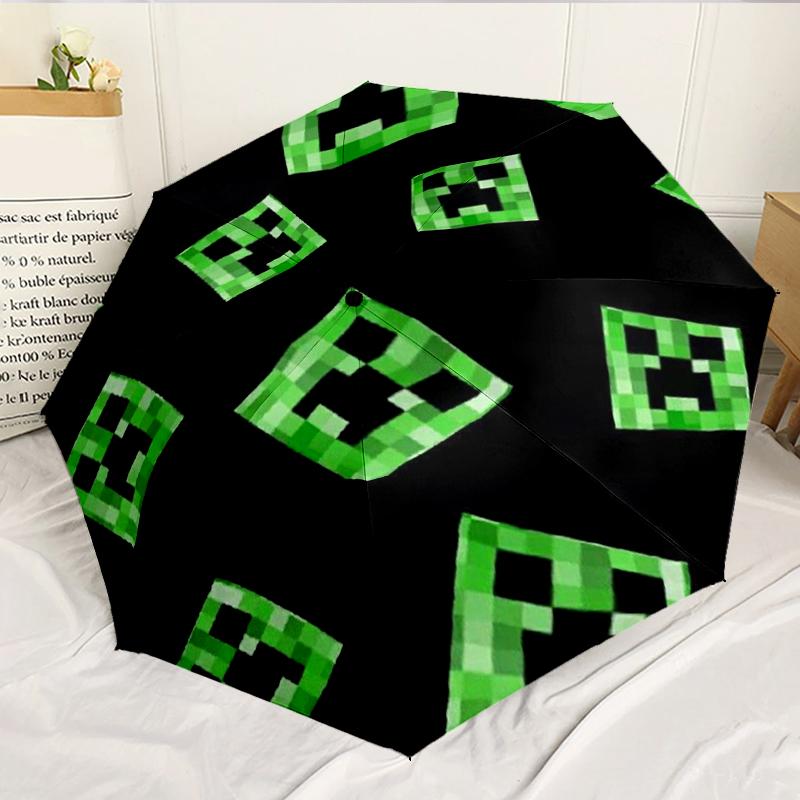 Pixelated Minecraft Character 8-Frame for Travel, camping, Casual Lightweight Portable Umbrella, Essential for every family Holidays Birthday Gift