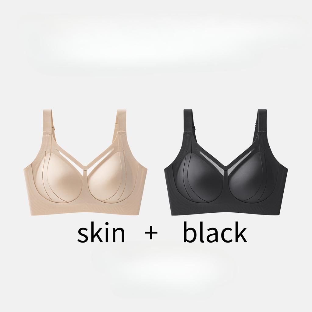 Women Invisible Liquid Foundation Bra Seamless Anti‑Gravity Lift Plus Size Minimizer Bra Thin Large Bust Bra Gather Side Fat