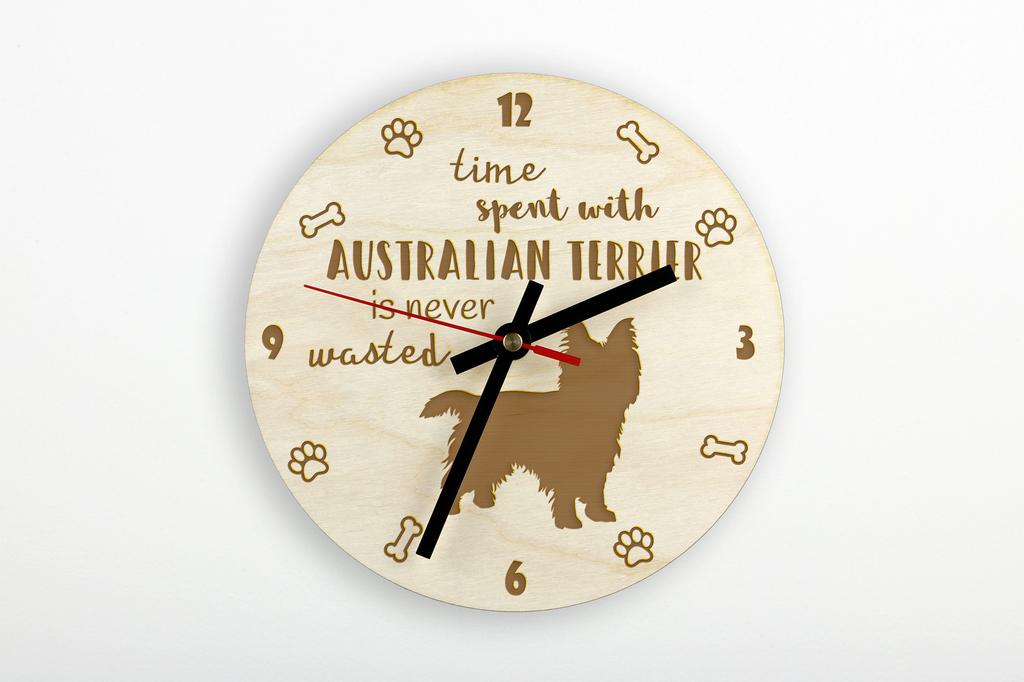 Australian Terrier, Aussie - clock with dog, wooden clock with engraving, personalised clock by Art-Dog