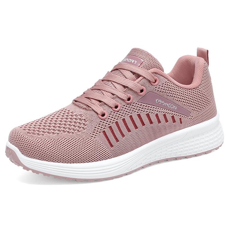 Women's shoes, sports shoes, new fly-woven mesh running shoes, lace-up simple shoes, women's breathable soft-soled single shoes