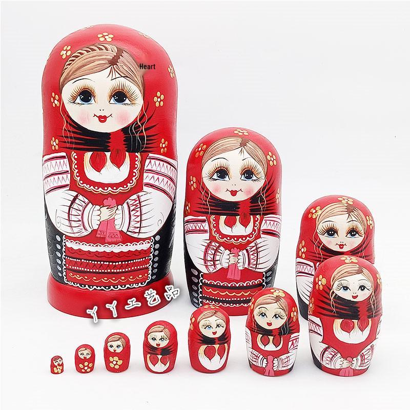 

Ten-Layer Russian Nesting Dolls - Handkerchief Girl Wooden Toys, Crafts & Gifts for Kids, Valentine s & Home Décor