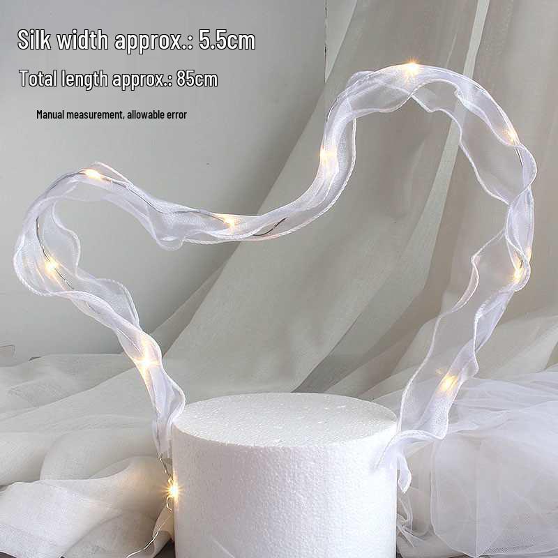 Luminous Silk Bow Cake Decoration Insert - Moldable Iron Ribbon for Birthday Baking
