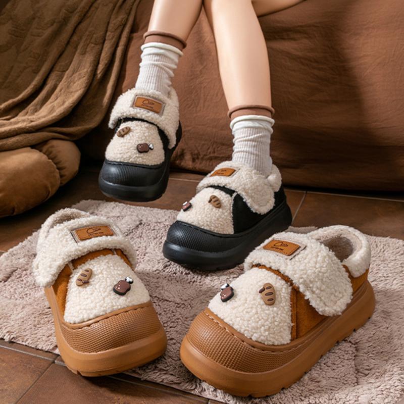 Fashion 2025 New Platform Winter Cotton Shoes Women Outdoor Thick Bottom Warm Plush Slippers Woman Comfortable Cute Non Slip Snow Boots