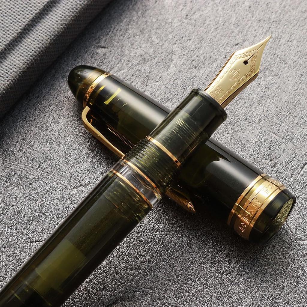 WANCHER Limited Edition SAILOR Original Profit Realo Champagne Dark Green 21K Gold Fountain Pen (F Fine Nib)