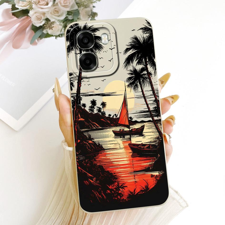 For OPPO A6x Case CPH2783 Fashion Sunset Painted Soft Liquid Silicone Phone Cover For OPPO A6t Pro OPPOA6t 4G CPH2853 Back Cases