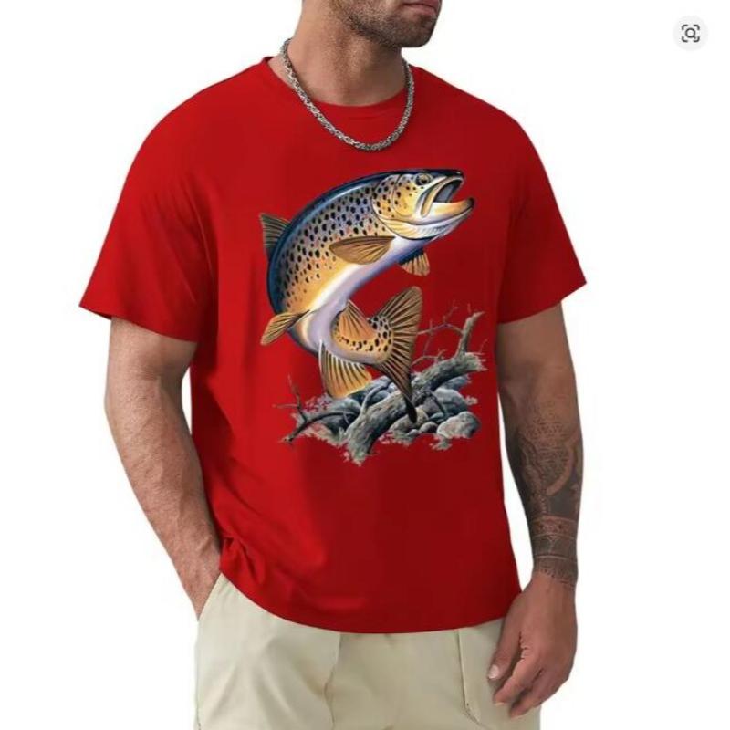 Brown Trout Fishing T-Shirt Cool Casual Pride T Shirt Men Unisex New Fashion Tshirt Men 3D Tees Streetwear