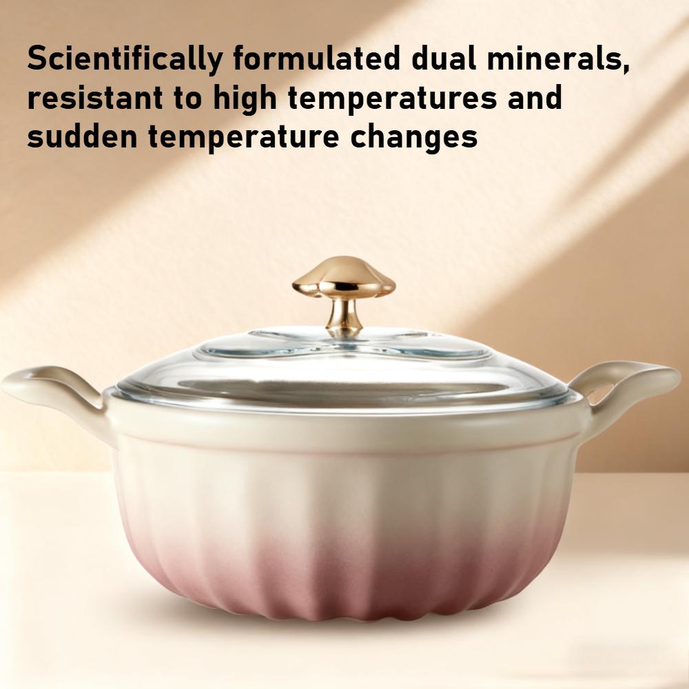 1Pcs Casserole Visible Glass Stew Pot High Temperature Resistant Large Capacity Double Ear Stew Multifunctional Household Pot