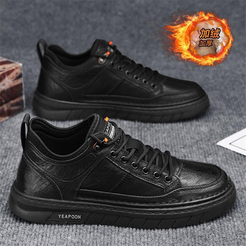 

Мужская обувь зима новая бархатная деловая черная на мягкой подошве повседневная кожаная обувь мужская универсальная износостойкая спортивная нескользящая обувь для скейтборда 39 чёрный