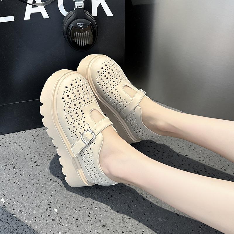 Thick-soled heightening sandals women's summer new hollowed muffin bottom hole shoes bag head soft-soled women's sandals